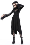 Gothic lace-up bust and sleeve hooded dress DW220 - Gothlolibeauty