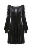 Gothic lace-up velvet midi dress DW224 - Gothlolibeauty