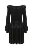 Gothic lace-up velvet midi dress DW224 - Gothlolibeauty