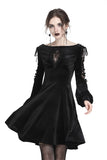 Gothic lace-up velvet midi dress DW224 - Gothlolibeauty