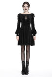 Gothic lace-up velvet midi dress DW224 - Gothlolibeauty