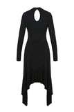 Punk strap neckline waterfall hem dress DW230 - Gothlolibeauty