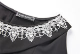 Black chiffon white floral collar bow dress DW234 - Gothlolibeauty
