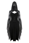 Gothic lacey hooded side slits maxi dress DW244 - Gothlolibeauty