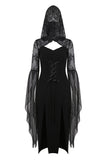 Gothic lacey hooded side slits maxi dress DW244 - Gothlolibeauty