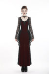 Gothic elegant red velvet lace long dress DW286 - Gothlolibeauty