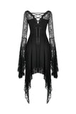 Gothic lady hollow chest with flower dress with lacey sleeves DW342 - Gothlolibeauty