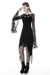 Gothic lady hollow chest with flower dress with lacey sleeves DW342 - Gothlolibeauty