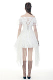 Steampunk white wedding short sleeves dress  DW362 - Gothlolibeauty