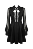 Gothic coffin and cross front long sleeves dress DW378