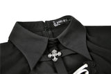 Gothic coffin and cross front long sleeves dress DW378 - Gothlolibeauty