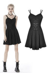 Blakc bandage waist flower strap dress DW424 - Gothlolibeauty