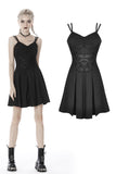 Blakc bandage waist flower strap dress DW424 - Gothlolibeauty