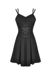 Blakc bandage waist flower strap dress DW424 - Gothlolibeauty