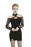 Punk net sleeves halter dress DW427