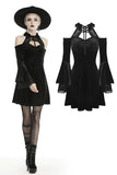 Gothic lace up collar velvet dress  DW428