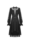 Lace lace up longsleeves cocktail gothic dress DW436