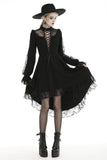 Lace lace up longsleeves cocktail gothic dress DW436