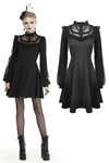 Black dolly frilly lace longsleeves gothic prom dress  DW438