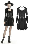 Punk zippered bandage longsleeves dress DW439