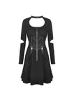 Punk zippered bandage longsleeves dress DW439