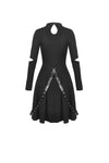 Punk zippered bandage longsleeves dress DW439