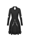 Punk zippered bandage longsleeves dress DW439