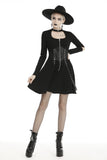 Punk zippered bandage longsleeves dress DW439