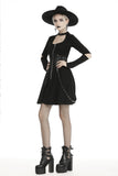 Punk zippered bandage longsleeves dress DW439