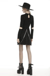 Punk zippered bandage longsleeves dress DW439