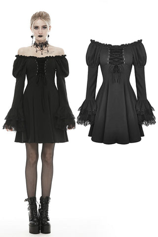 Gothic doll tie up bust off the shoulders dress DW441