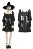 Gothic witch lace up longsleeves dress DW443