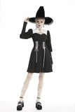 Gothic witch lace up longsleeves dress DW443