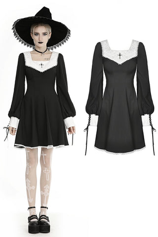 Gothic ghost white collar dress DW450