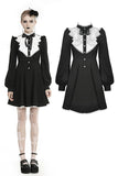 Gothic pleated button up longsleeves dress DW462