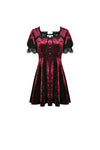 Classic nightingale's rose wine red diamond velvet dress DW482