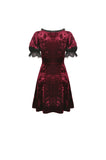 Classic nightingale's rose wine red diamond velvet dress DW482