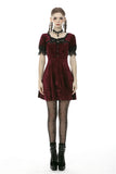 Classic nightingale's rose wine red diamond velvet dress DW482