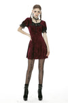 Classic nightingale's rose wine red diamond velvet dress DW482