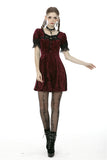 Classic nightingale's rose wine red diamond velvet dress DW482