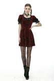 Classic nightingale's rose wine red diamond velvet dress DW482