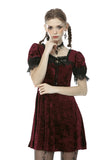 Classic nightingale's rose wine red diamond velvet dress DW482