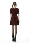 Classic nightingale's rose wine red diamond velvet dress DW482