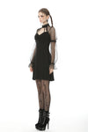 Innocent lady sexy see-through mesh sleeves dress DW487