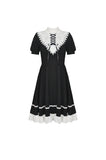 Rebel princess tie up heart black white dress DW496