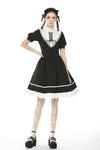 Rebel princess tie up heart black white dress DW496