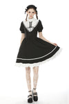 Rebel princess tie up heart black white dress DW496