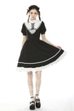 Rebel princess tie up heart black white dress DW496