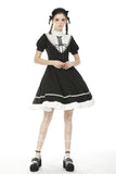 Rebel princess tie up heart black white dress DW496