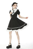 Rebel princess tie up heart black white dress DW496